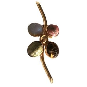 ROLYN Inc 12k Gold Filled Multicolor Carved Scarab Beetle Vintage Brooch Pin